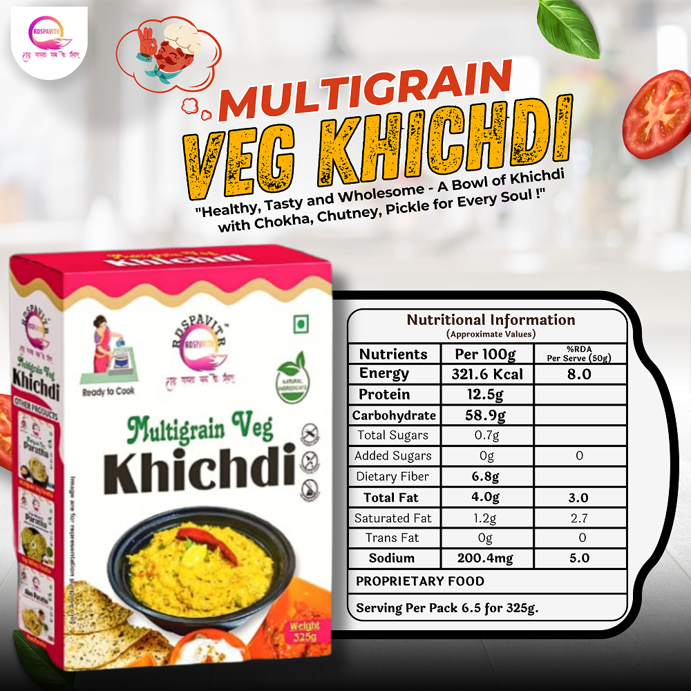 Multigrain Veg Khichdi | Premix Khichdi 300 Gm, Peanut Chutney 50g and Mix Pickle 50g | Ready in 10 Minutes | Rich in Protein & High Fiber