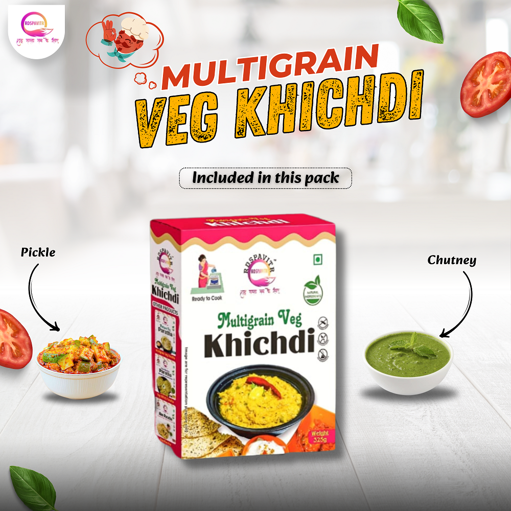 Multigrain Veg Khichdi | Premix Khichdi 300 Gm, Peanut Chutney 50g and Mix Pickle 50g | Ready in 10 Minutes | Rich in Protein & High Fiber