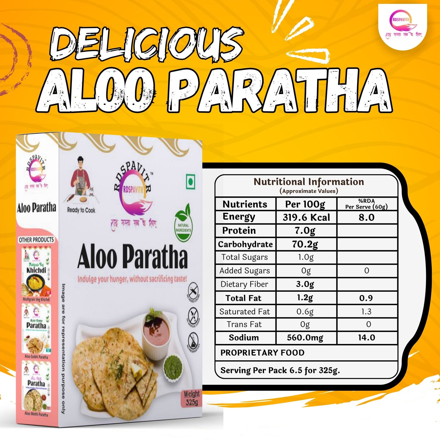 Aloo Paratha Premix 325g x 2 | Buy 1 Get 1 Free | Ready to Cook | Soft & Flavourful Paratha in Minutes| Made With Natural Ingredients | Taste of Bihar