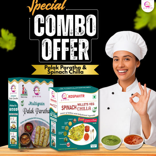 Combo Pack of Multigrain Palak Paratha & Spinach Millets Veg Chilla – Nutritious & Ready-to-Cook (Healthy Breakfast & Snack Option)