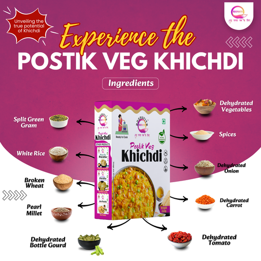Postik Veg Khichdi 325g x 2 | Buy 1 Get 1 Free | Ready to Cook | Desi Comfort Food in Minutes | Tasty & Nutritious Meal | Rich in Protein & High Fiber