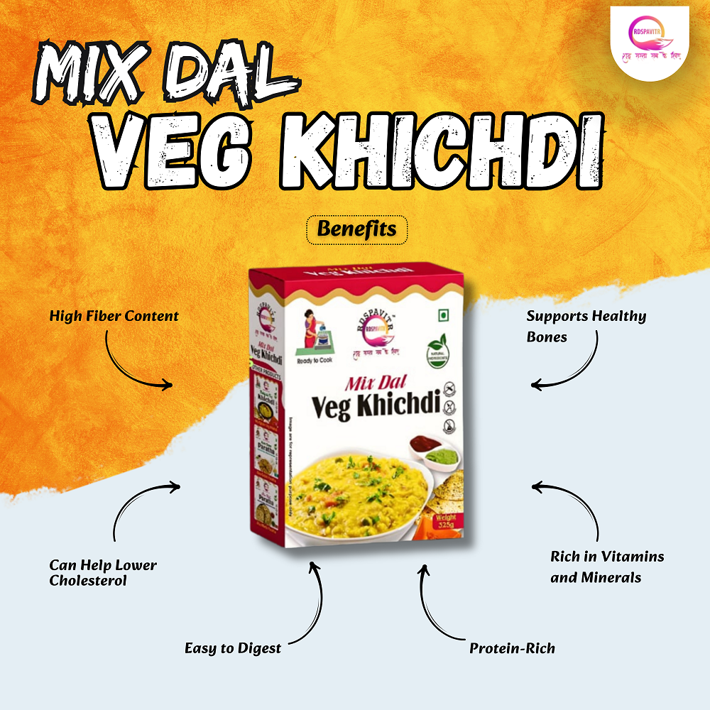Mix Dal Veg Khichdi | Premix Khichdi 300 Gm, Peanut Chutney 50g and Mix Pickle 50g  | Made With Natural Ingredients | Rich in Protein & High Fiber
