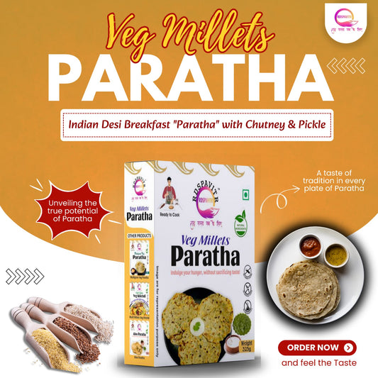 Wheat Free Veg Millets Paratha | Paratha Premix 300 Gm, Peanut Chutney 50g and Mix Pickle 50g | Ready To Cook | No Preservative | Made With Natural Ingredients