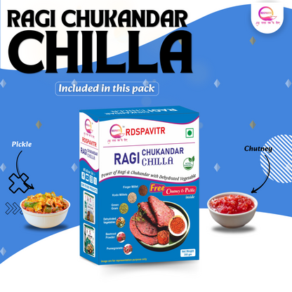 Ragi Chukandar Chilla | Chilla Premix 250 Gm, Peanut Chutney 50g and Mix Pickle 50g | Ready To Cook | No Preservative | Made With Natural Ingredients